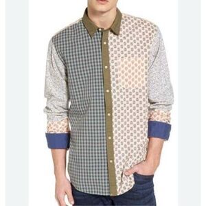 Scotch & Soda Patchwork Long Sleeve Sports Shirt Men’s XXL Button Front